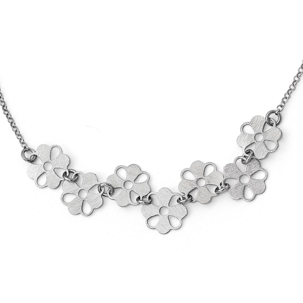 Sterlingsilber Gebürstet Blume Halskette