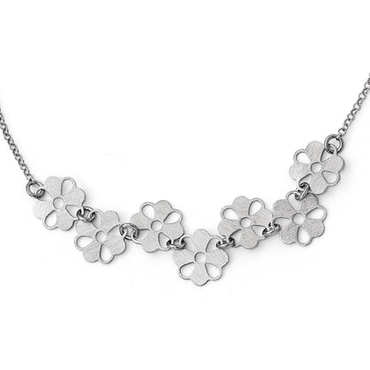 Sterlingsilber Gebürstet Blume Halskette