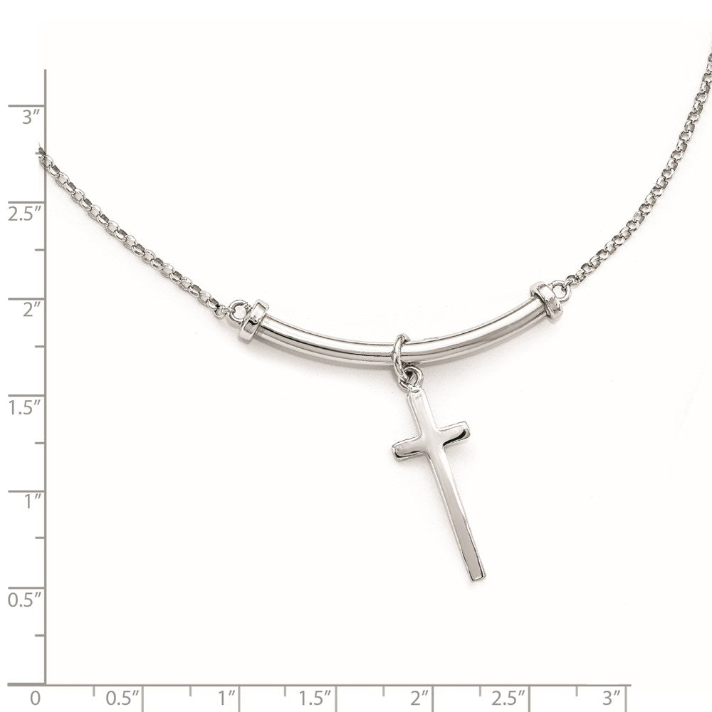 Sterlingsilber Poliert Kreuz mit 1 Zoll Verlängerung. Halskette