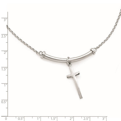 Sterlingsilber Poliert Kreuz mit 1 Zoll Verlängerung. Halskette