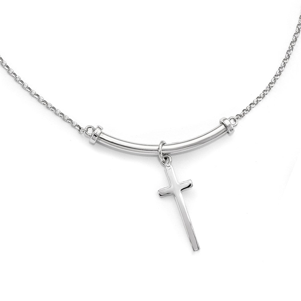 Sterlingsilber Poliert Kreuz mit 1 Zoll Verlängerung. Halskette