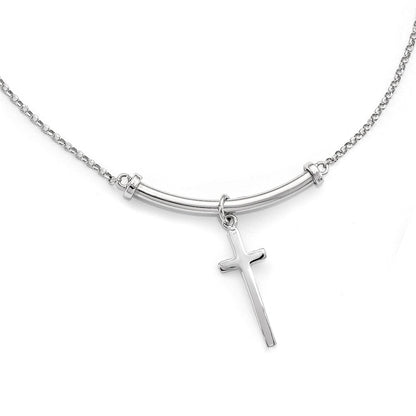 Sterlingsilber Poliert Kreuz mit 1 Zoll Verlängerung. Halskette