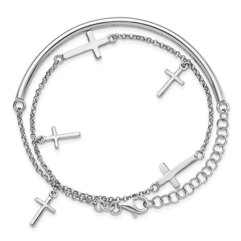 13 Zoll Sterlingsilber Poliert Crosses mit 2 Zoll Verlängerung. Wickel Armband