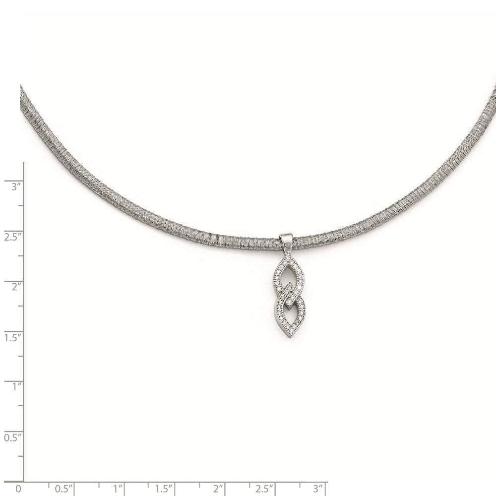 Sterlingsilber Zirkonia mit 2 Zoll Verlängerung. Halskette