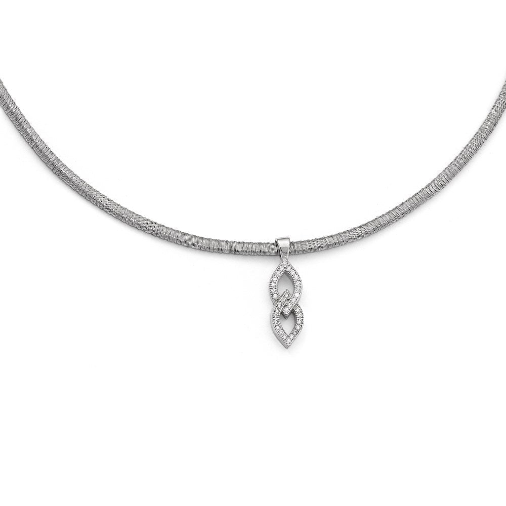 Sterlingsilber Zirkonia mit 2 Zoll Verlängerung. Halskette