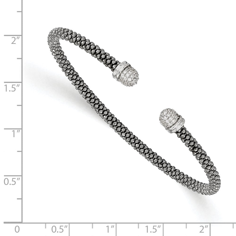 Sterlingsilber Rutheniumbeschichtet Zirkonia Manschette Armreif