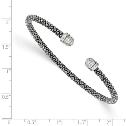 Sterlingsilber Rutheniumbeschichtet Zirkonia Manschette Armreif