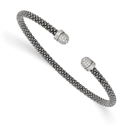 Sterlingsilber Rutheniumbeschichtet Zirkonia Manschette Armreif
