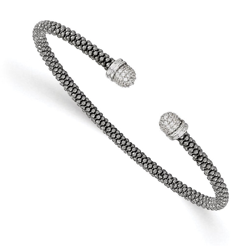 Sterlingsilber Rutheniumbeschichtet Zirkonia Manschette Armreif