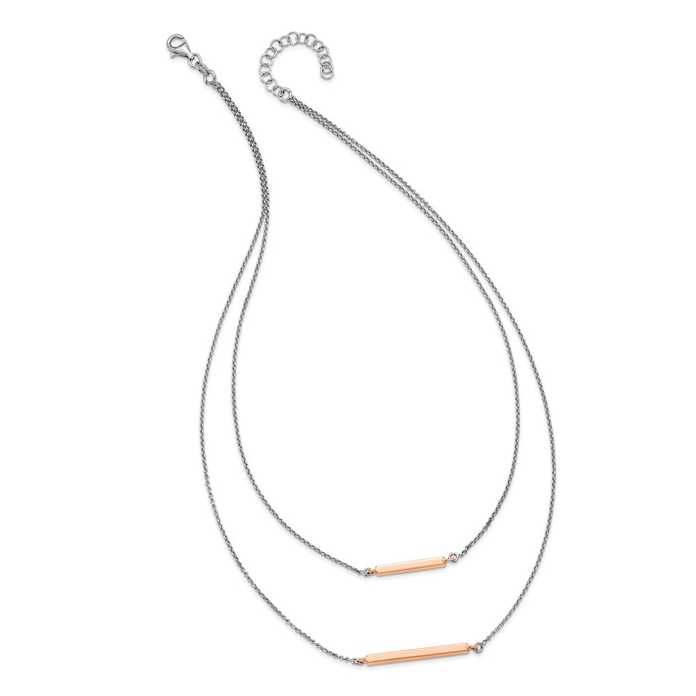 Sterlingsilber Fantasie Doppelt Roséfarben Stab mit 2 Zoll Verlängerung. Halskette