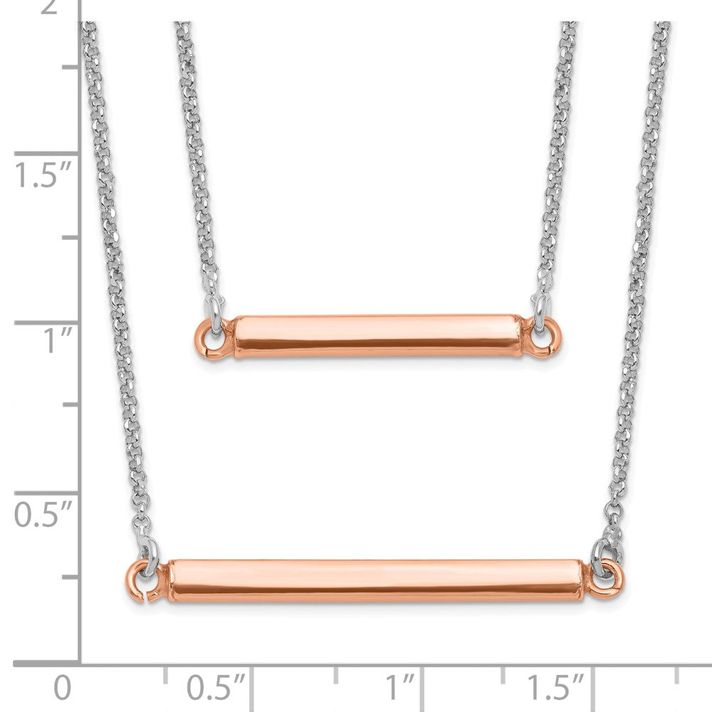 Sterlingsilber Fantasie Doppelt Roséfarben Stab mit 2 Zoll Verlängerung. Halskette