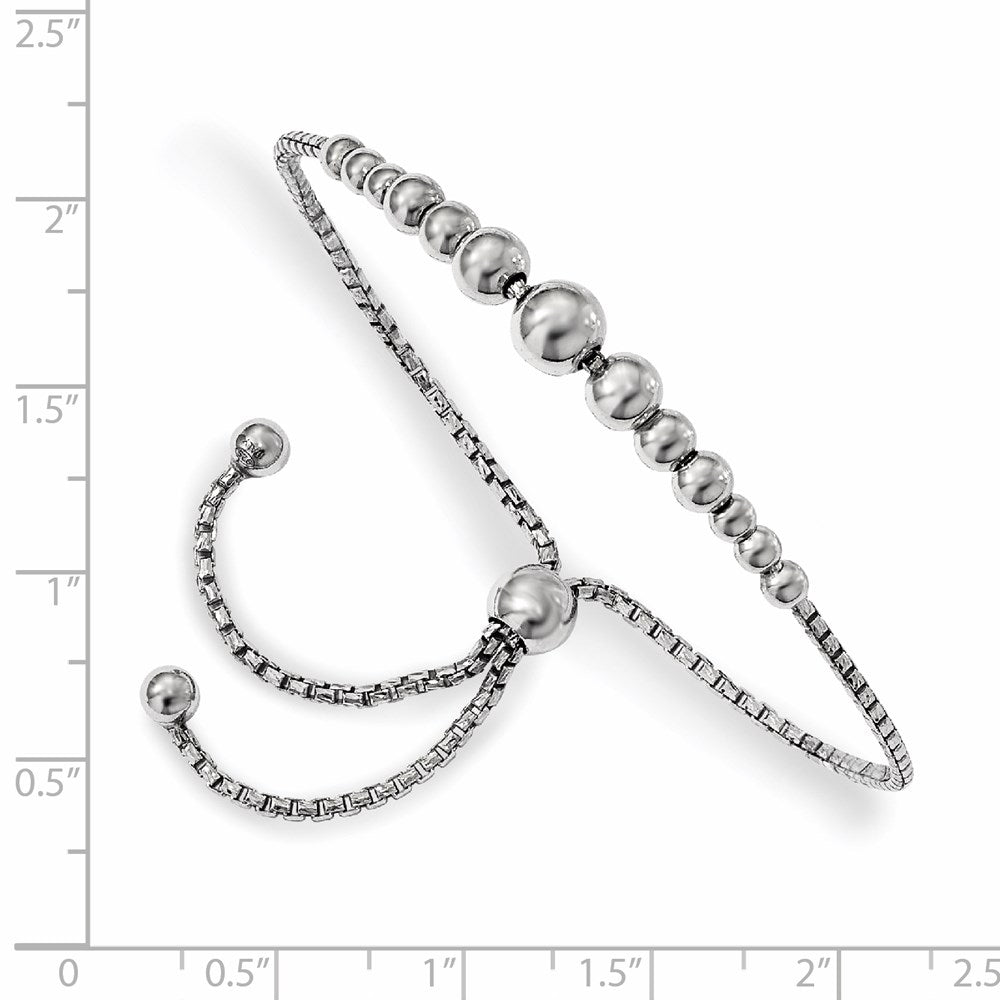 9 Zoll Sterlingsilber Rhodiniert Gekugelt Verstellbar Armband