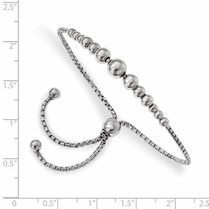 9 Zoll Sterlingsilber Rhodiniert Gekugelt Verstellbar Armband