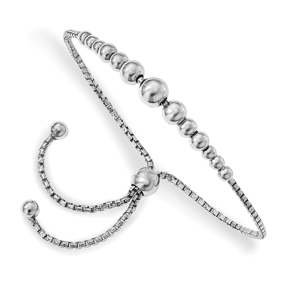 9 Zoll Sterlingsilber Rhodiniert Gekugelt Verstellbar Armband