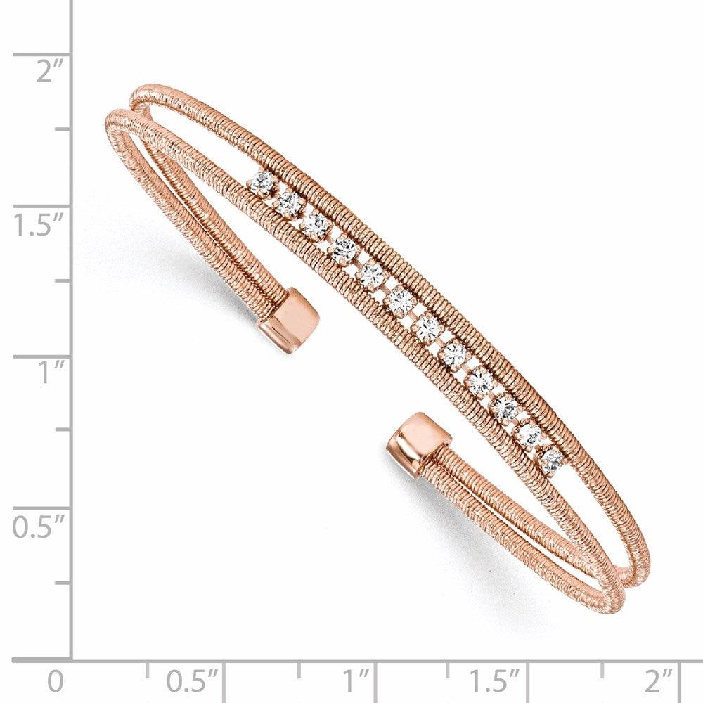 Ss/vergoldet Sterlingsilber Rhodiniert Rose Vergoldet Zirkonia Geflochten Manschette