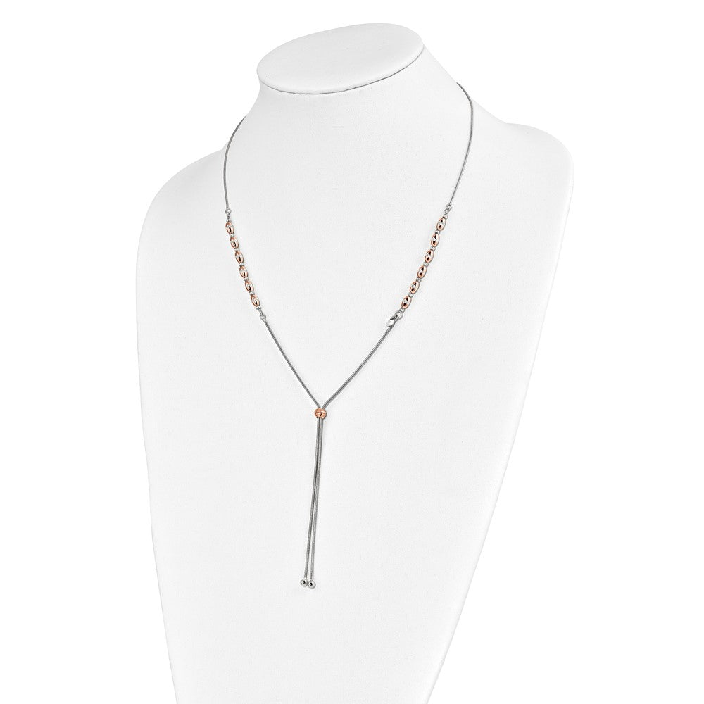 Ss/vergoldet Sterlingsilber Rose Vergoldet Diamantiert Verstellbar Halskette