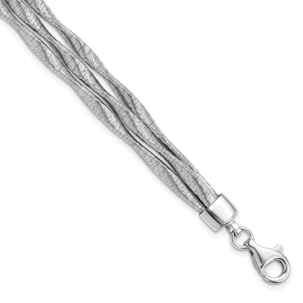 7 Zoll Sterlingsilber Rhodiniert 3-strand mit 1 Zoll Verlängerung. Armband
