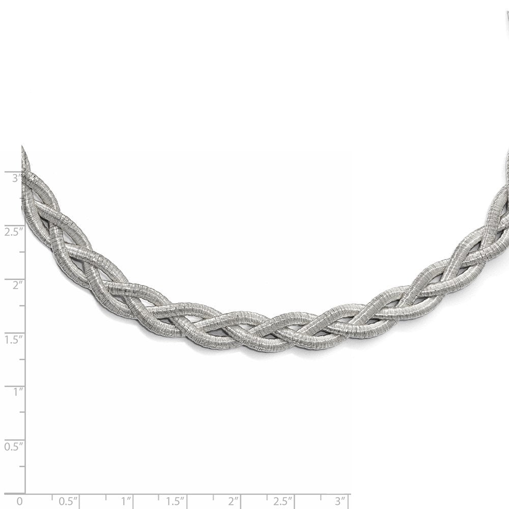 Sterlingsilber Rhodiniert Geflochten mit 2 Zoll Verlängerung. Halskette
