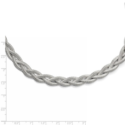 Sterlingsilber Rhodiniert Geflochten mit 2 Zoll Verlängerung. Halskette