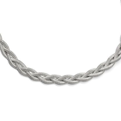 Sterlingsilber Rhodiniert Geflochten mit 2 Zoll Verlängerung. Halskette