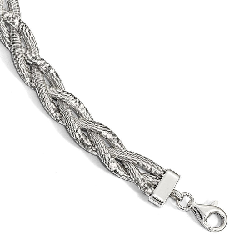 7 Zoll Sterlingsilber Rhodiniert Geflochten mit 1 Zoll Verlängerung. Armband