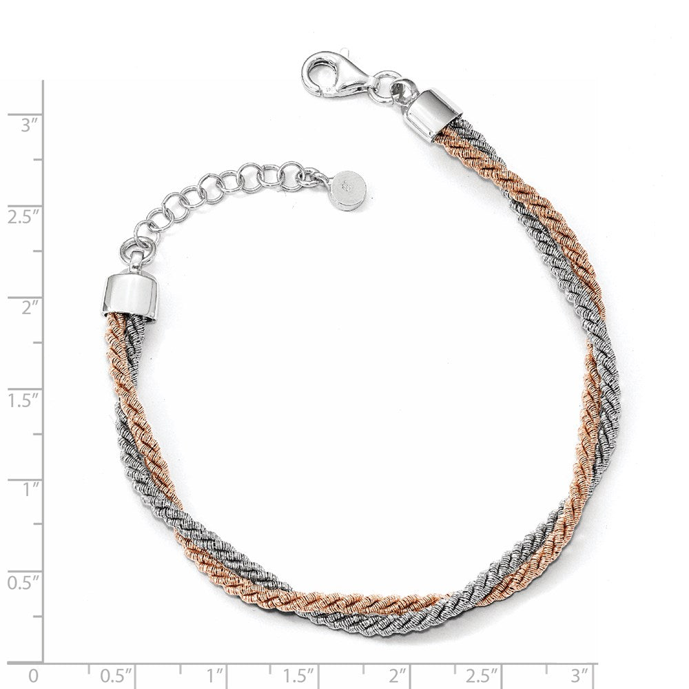 7 Zoll Sterlingsilber Rose Goldfarben mit 1 Zoll Verlängerung. Armband