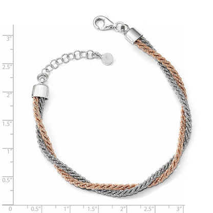 7 Zoll Sterlingsilber Rose Goldfarben mit 1 Zoll Verlängerung. Armband
