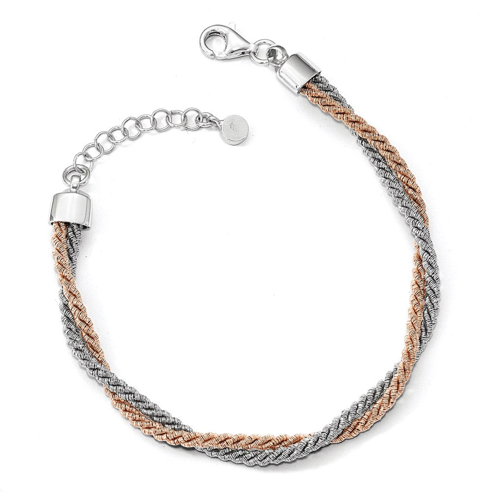 7 Zoll Sterlingsilber Rose Goldfarben mit 1 Zoll Verlängerung. Armband