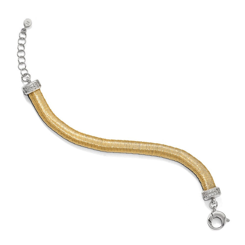 7 Zoll Sterlingsilber Goldfarben Zirkonia mit 1 Zoll Verlängerung. Armband