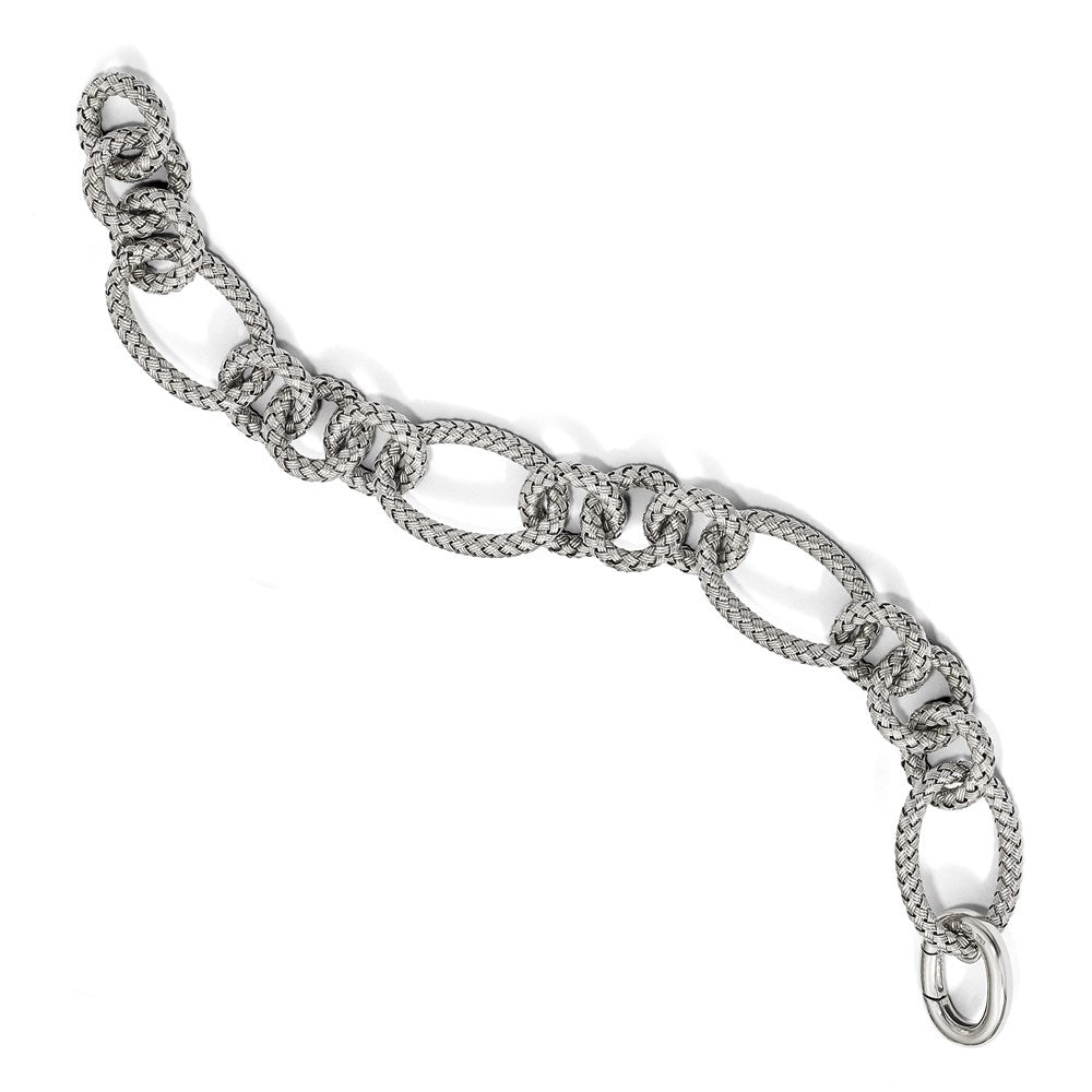 8.5 Zoll Sterlingsilber Poliert Geflochten Glieder Armband