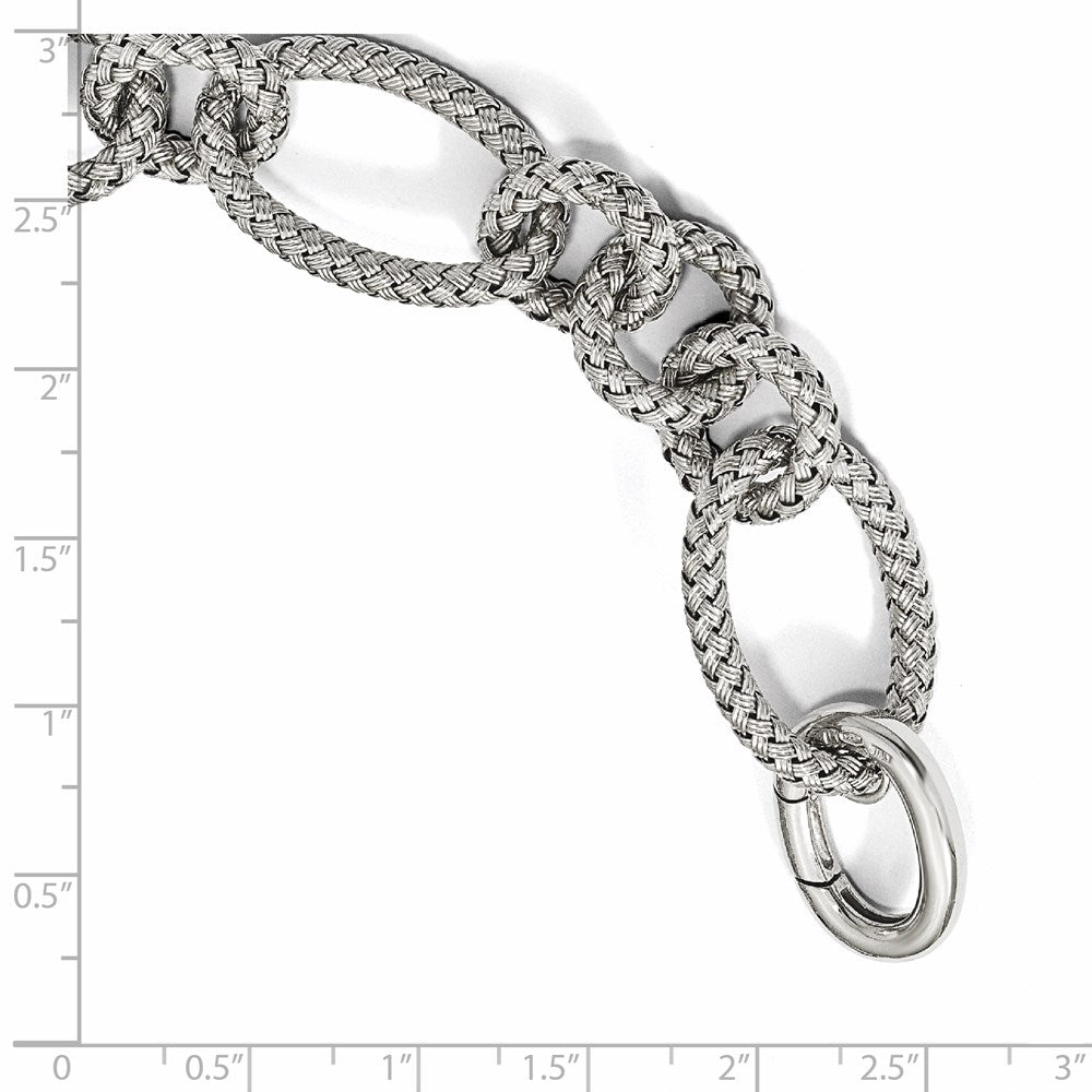 8.5 Zoll Sterlingsilber Poliert Geflochten Glieder Armband