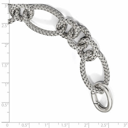 8.5 Zoll Sterlingsilber Poliert Geflochten Glieder Armband