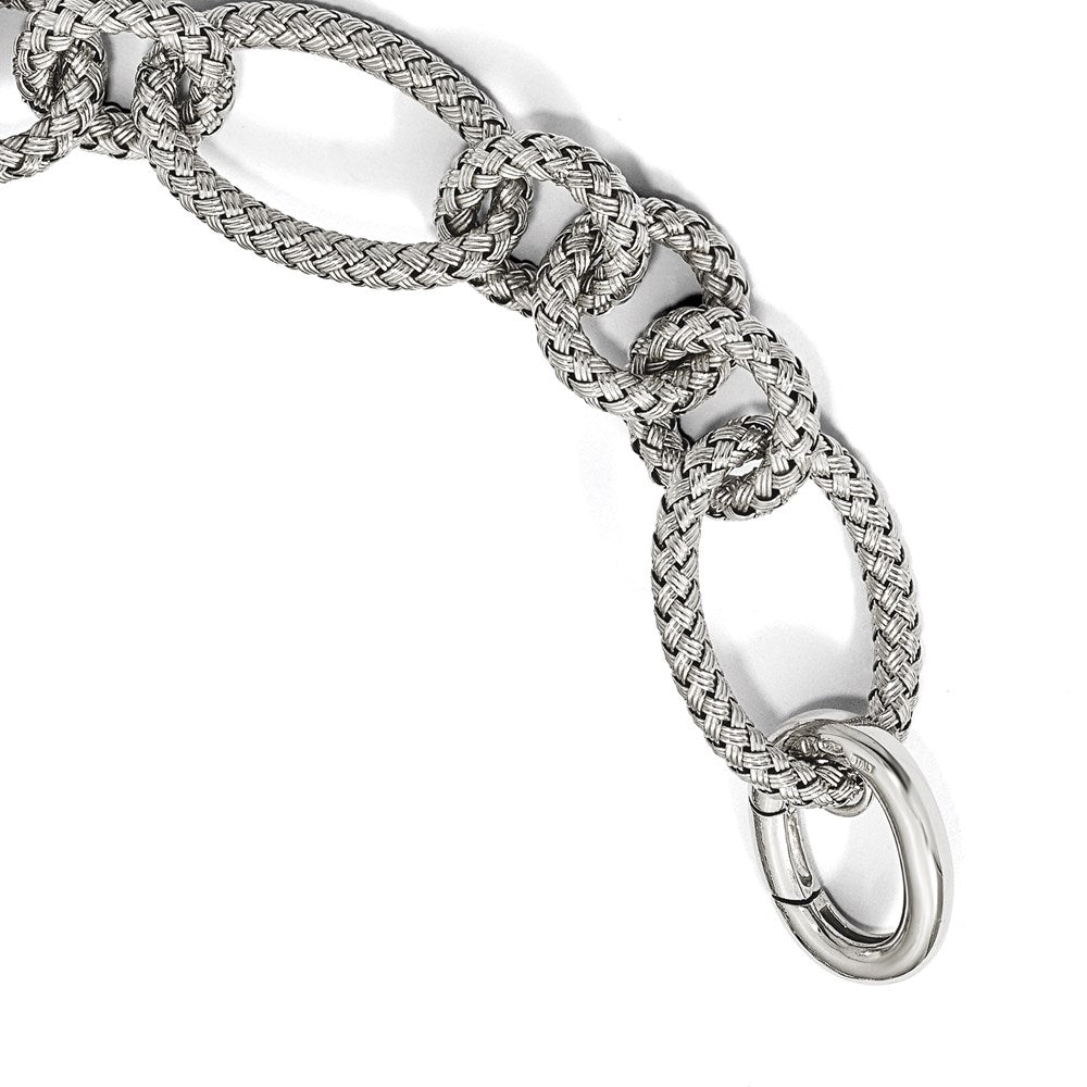 8.5 Zoll Sterlingsilber Poliert Geflochten Glieder Armband