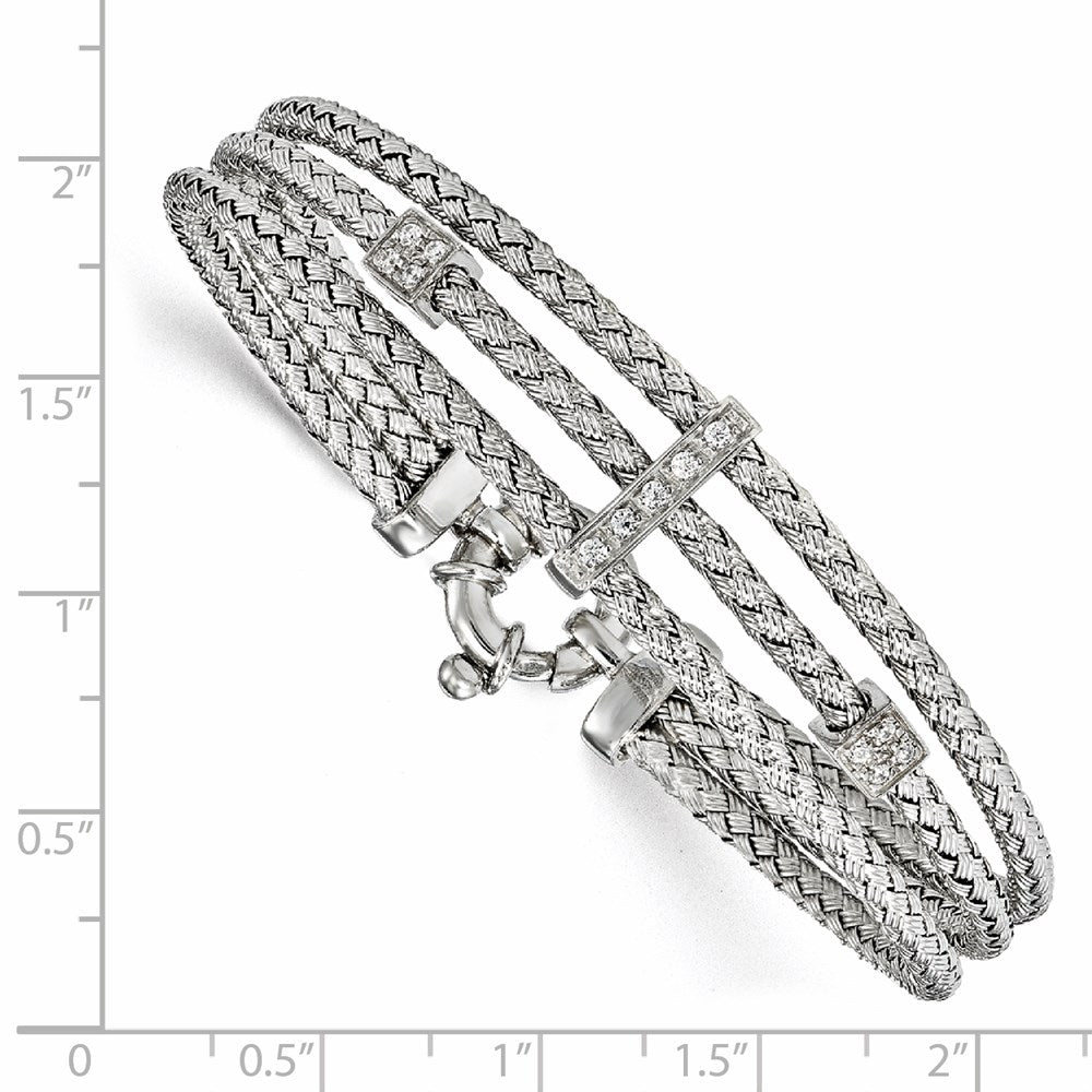 7.5 Zoll Sterlingsilber Zirkonia Poliert Geflochten Armband