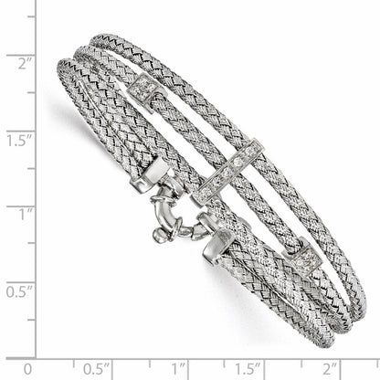 7.5 Zoll Sterlingsilber Zirkonia Poliert Geflochten Armband