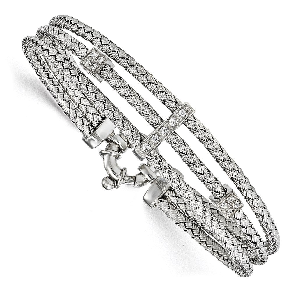 7.5 Zoll Sterlingsilber Zirkonia Poliert Geflochten Armband