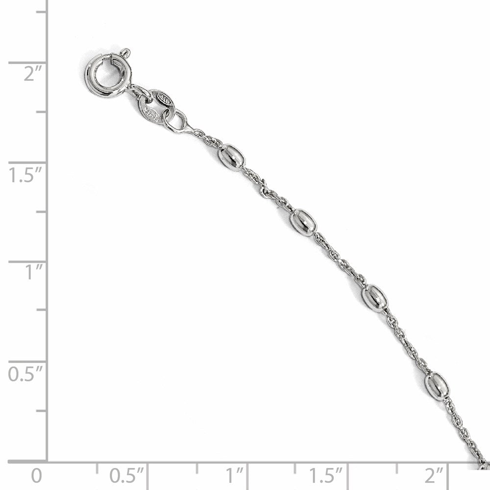 Sterlingsilber Poliert Gekugelt mit 1 Zoll Verlängerung. Fußkettchen