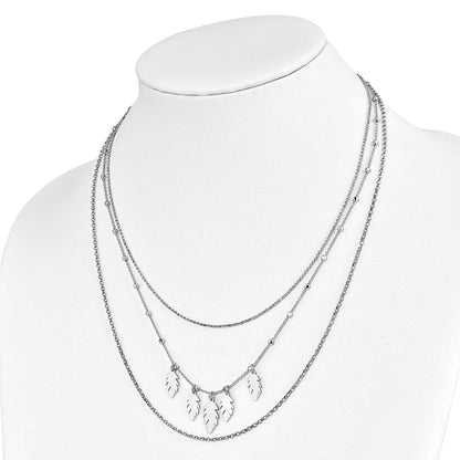 Sterlingsilber Poliert Blatt Multi-strand mit 2 Zoll Verlängerung. Halskette