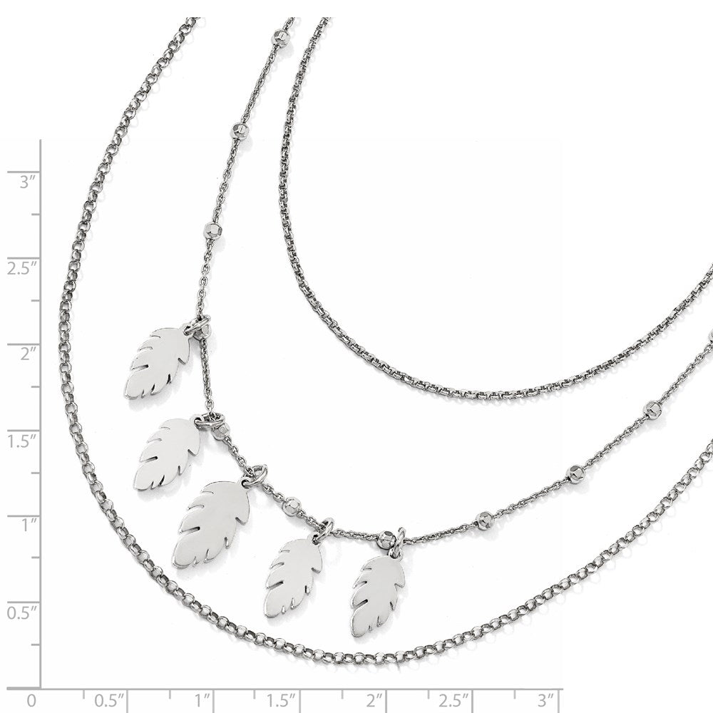 Sterlingsilber Poliert Blatt Multi-strand mit 2 Zoll Verlängerung. Halskette