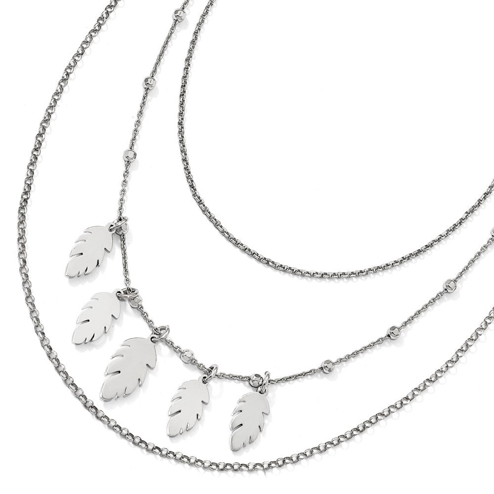 Sterlingsilber Poliert Blatt Multi-strand mit 2 Zoll Verlängerung. Halskette