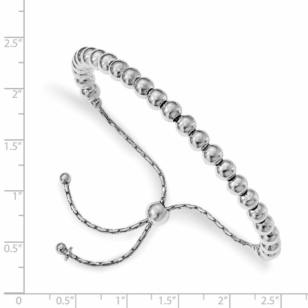 9 Zoll Sterlingsilber Poliert Gekugelt Verstellbar Armband