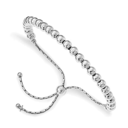 9 Zoll Sterlingsilber Poliert Gekugelt Verstellbar Armband