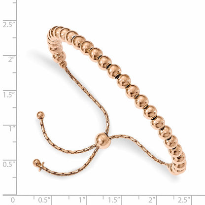 9 Zoll Sterlingsilber Roséfarben Poliert Gekugelt Verstellbar Armband
