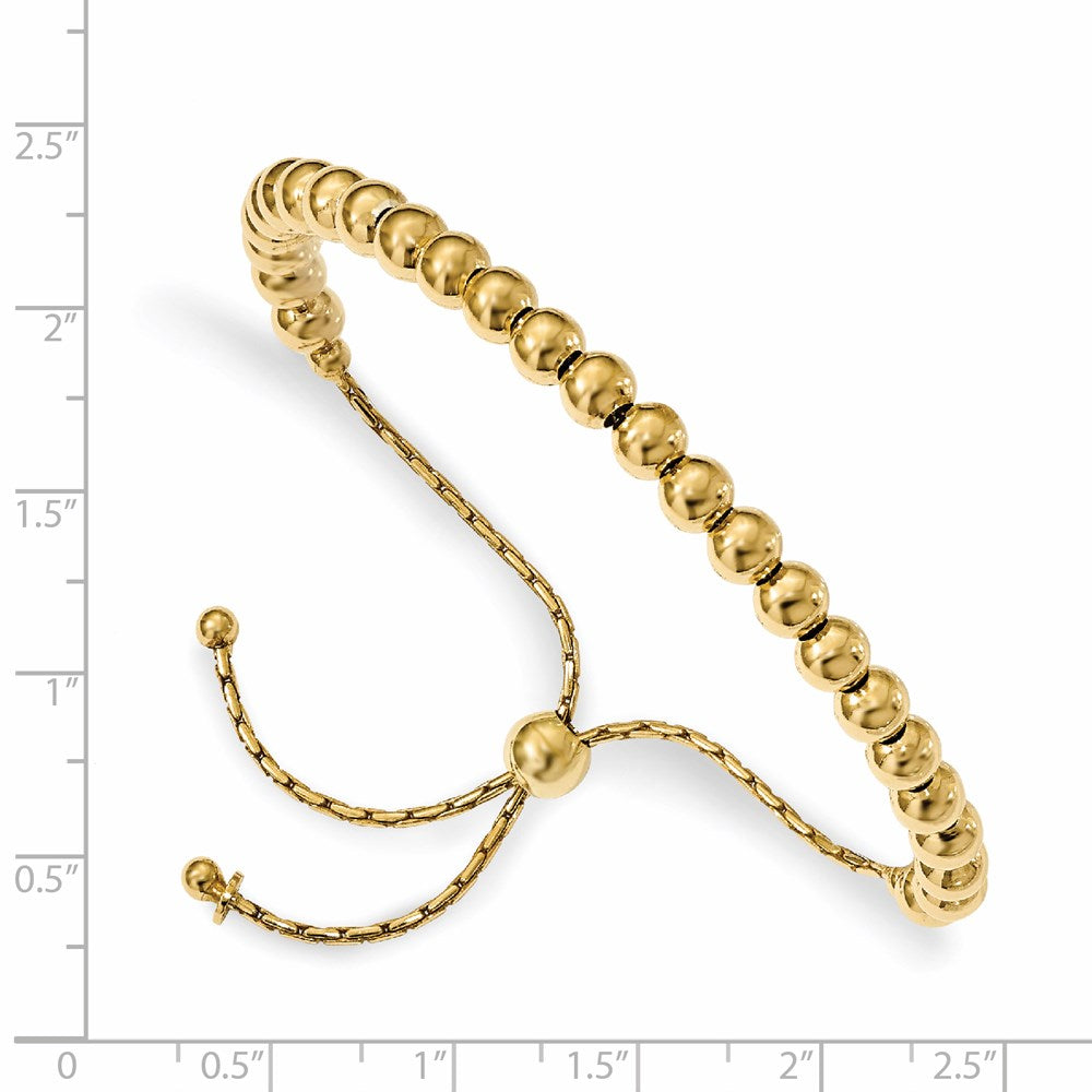 9 Zoll Sterlingsilber Goldfarben Poliert Gekugelt Verstellbar Armband