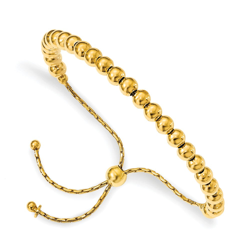 9 Zoll Sterlingsilber Goldfarben Poliert Gekugelt Verstellbar Armband