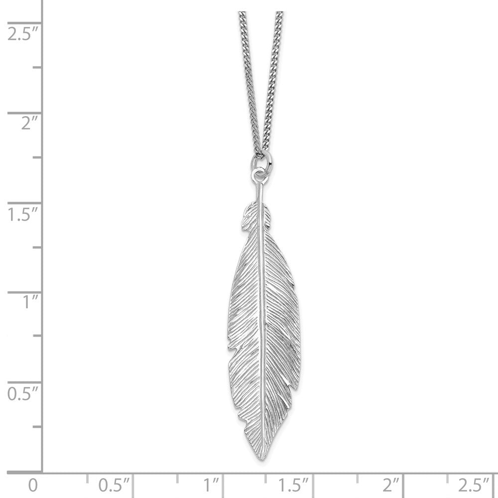 Sterlingsilber Rhodiniert Blatt mit 1 Zoll Verlängerung. Halskette