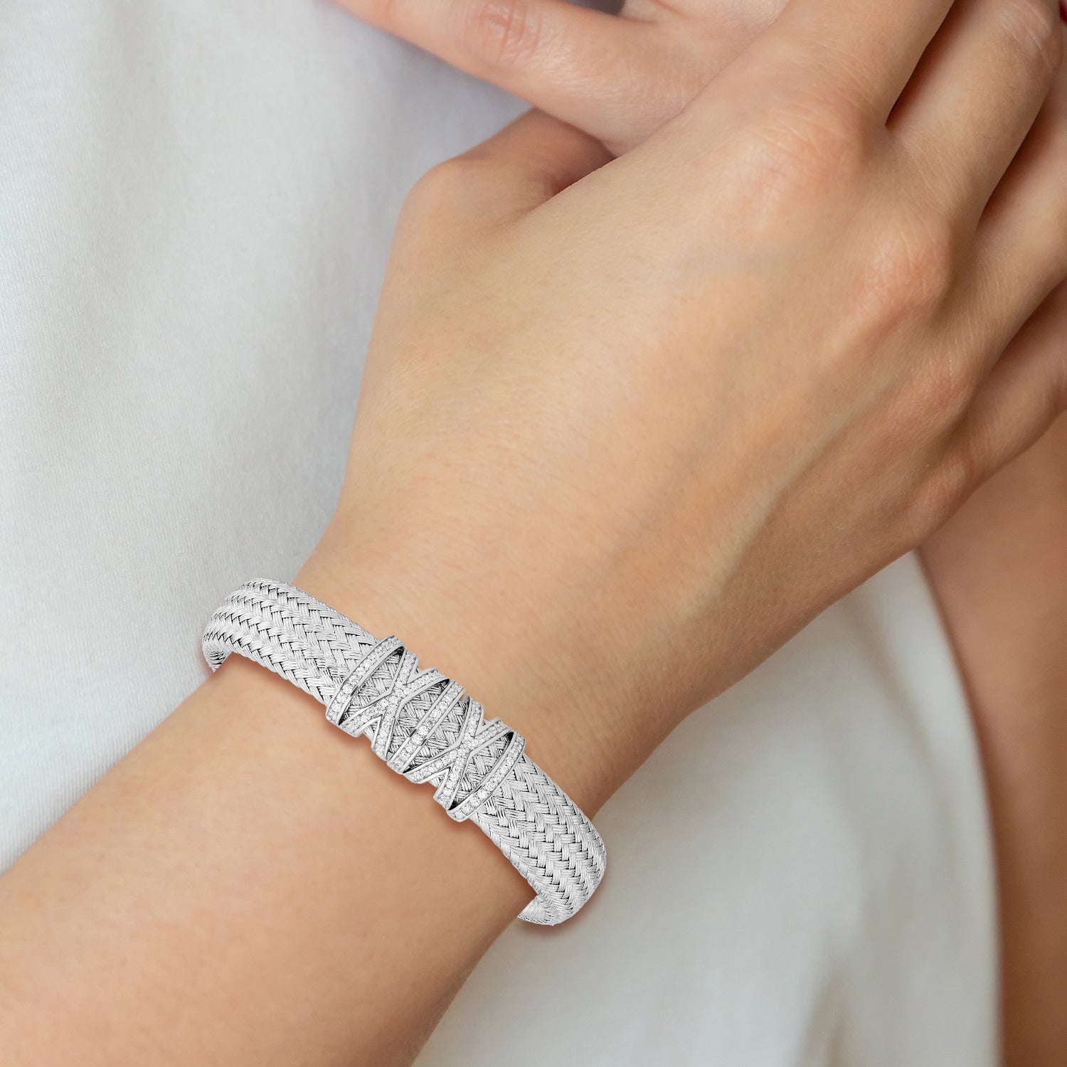 Sterlingsilber Zirkonia Geflochten Manschette