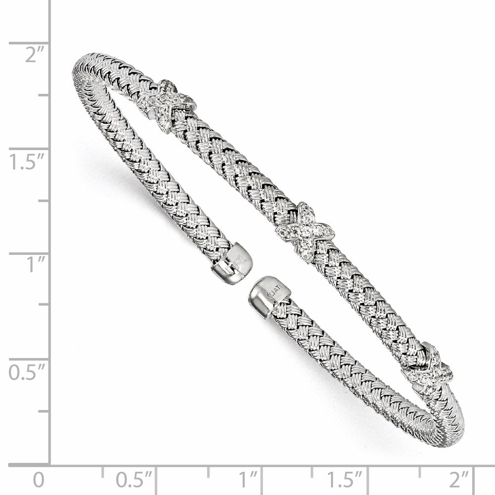 Sterlingsilber Rhodiniert Zirkonia Geflochten Manschette