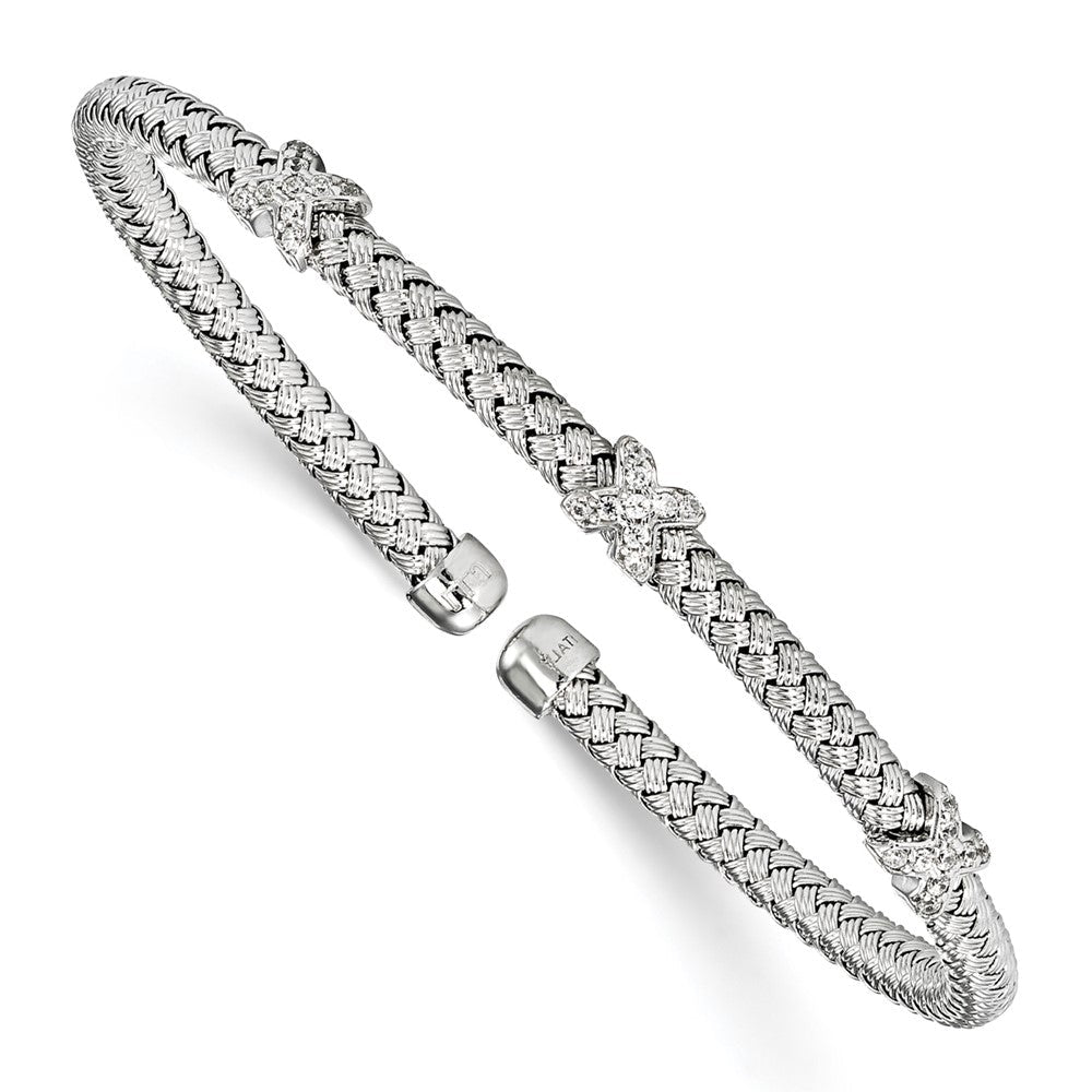 Sterlingsilber Rhodiniert Zirkonia Geflochten Manschette
