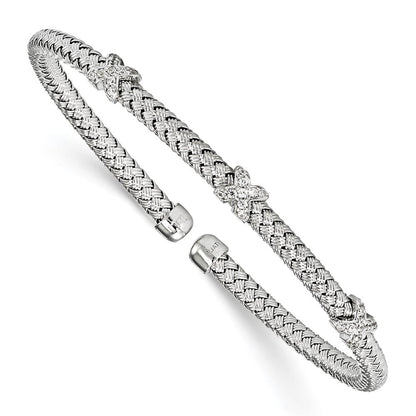 Sterlingsilber Rhodiniert Zirkonia Geflochten Manschette